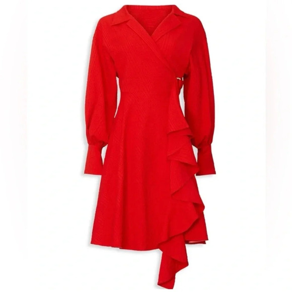 ADEAM | Textured Wrap Dress | Size Large - Picture 3 of 13